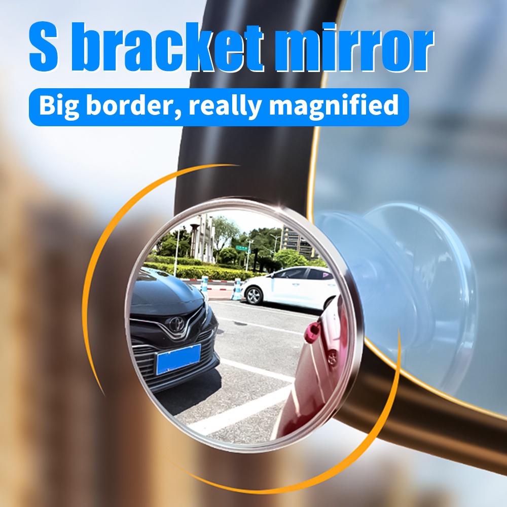 2pcs Kaca Spion Blind Spot Mini Bentuk S Dengan Perekat Adjustable Untuk Mobil