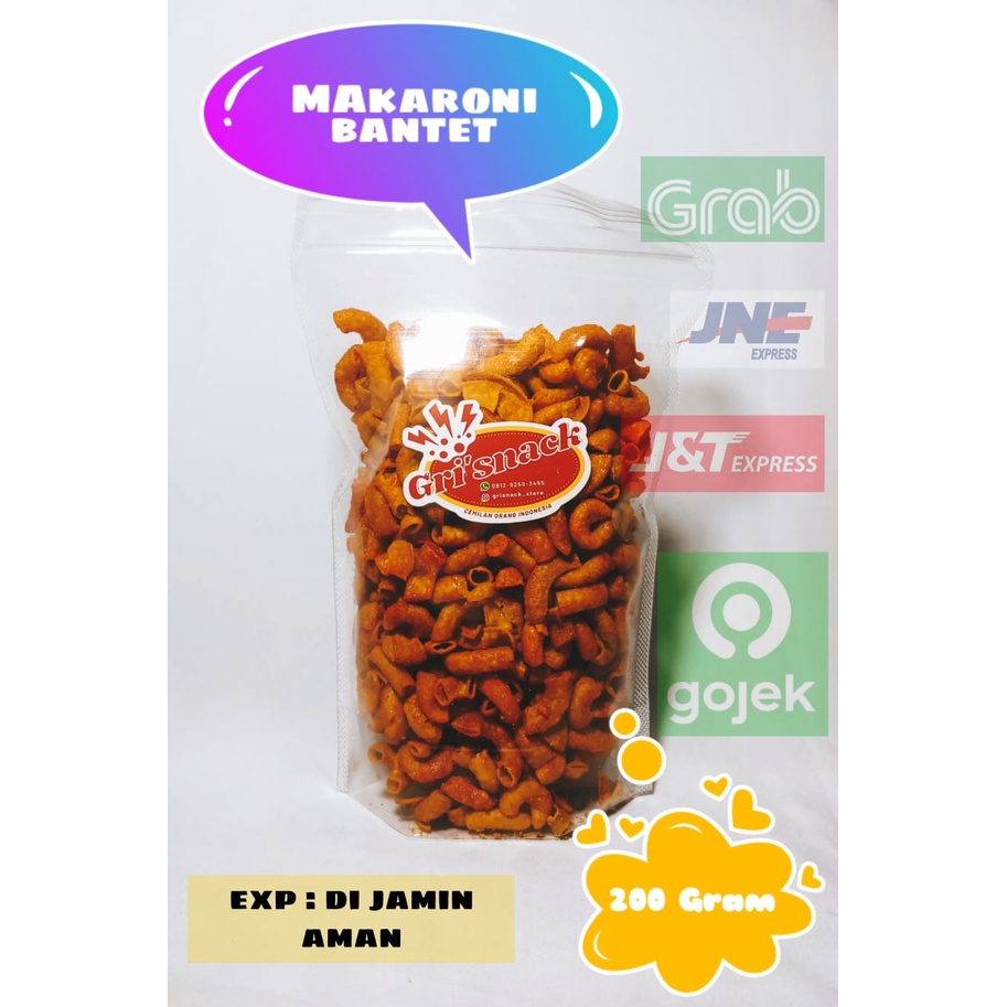 

( GRISNACK ) , ANEKA SNACK / CEMILAN / MURAH / MAKANAN RINGAN / MAKARONI BANTET 200 GRAM
