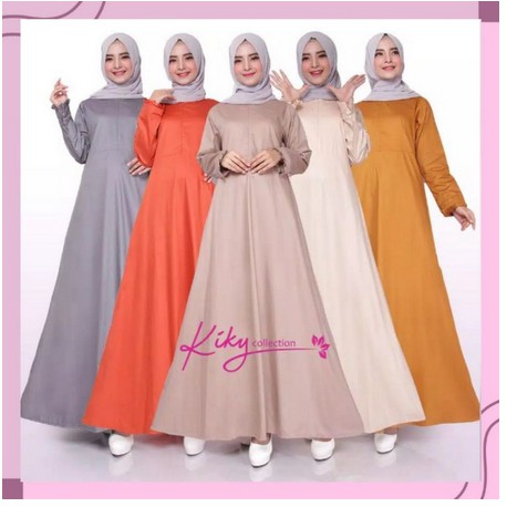 Gamis Katun Jepang Polos Twill Ori Warna Bata Abu Kuning Khaky Krem Dusty