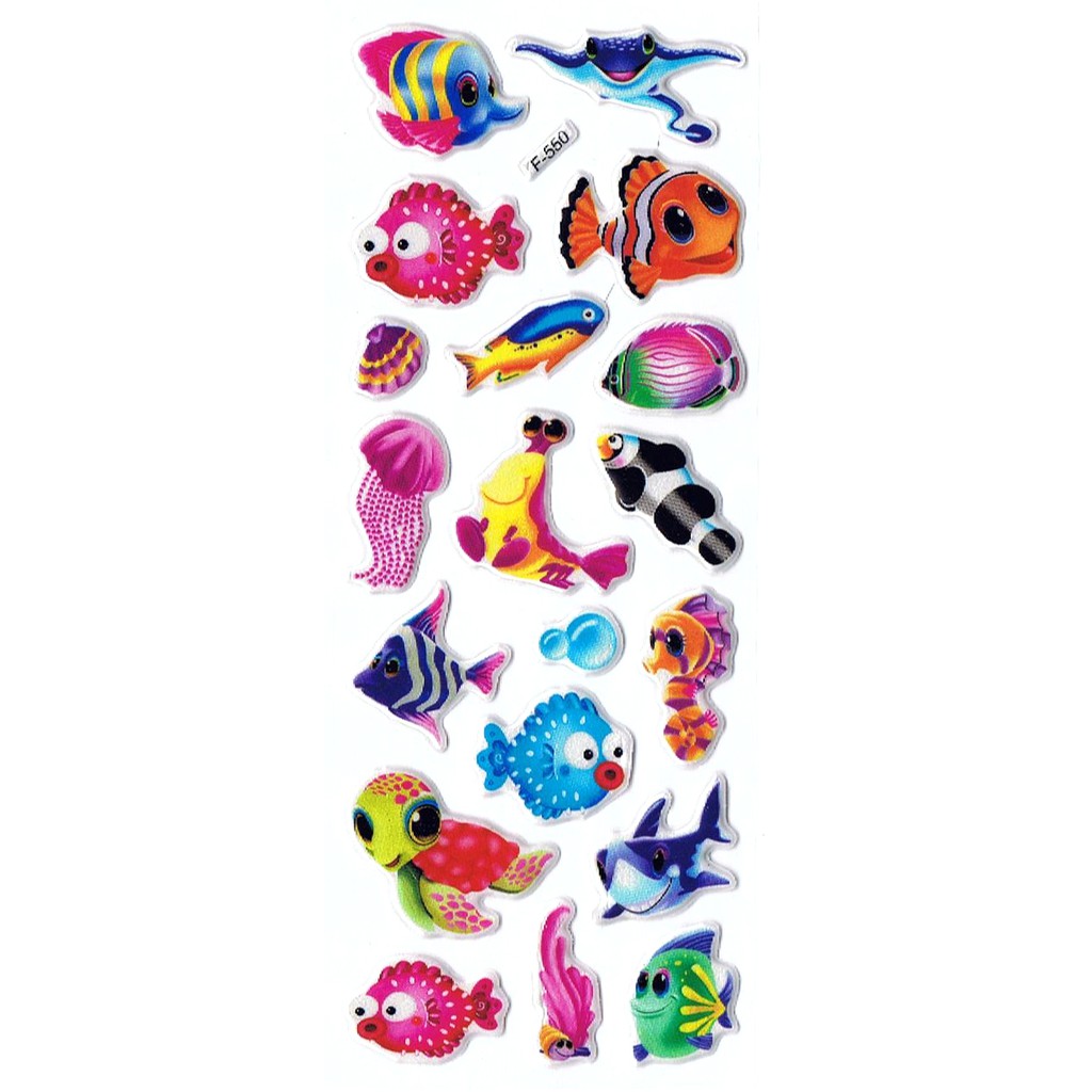 Sk518 Stiker Sticker Timbul Set Strip Aneka Gambar Kartun Ikan Fish Shopee Indonesia