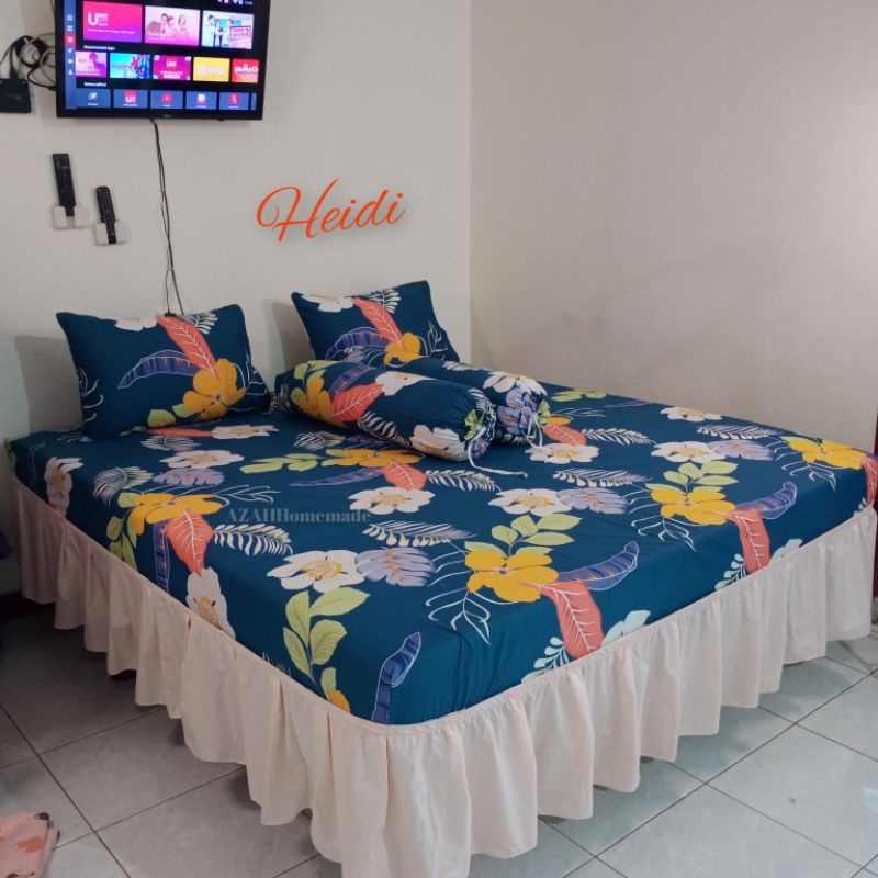 Sprei Homemade Katun Lokal Star Heidi Tanpa Rumbai Kolong