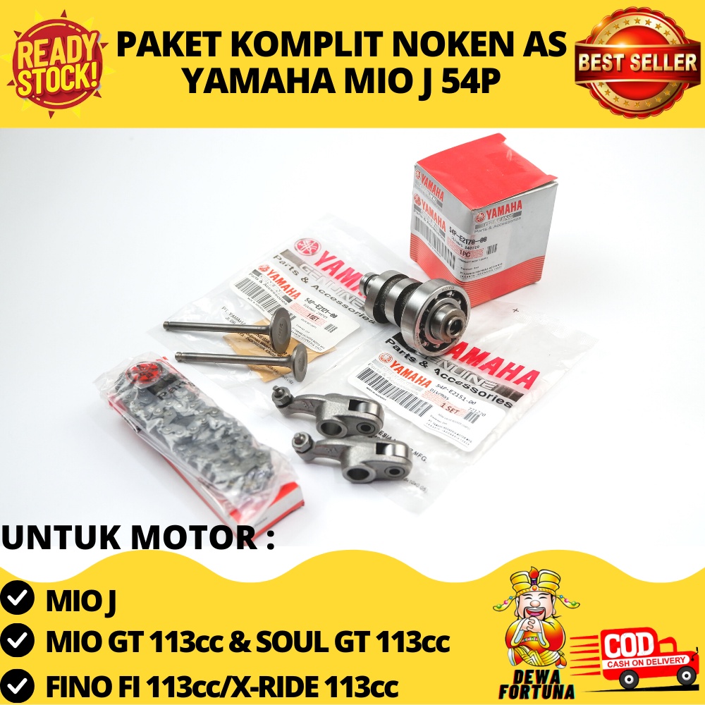 Noken AS mio j + Platuk klep + Klep set 54P + Rantai keteng kamprat Paket komplit 54P noken AS mio j