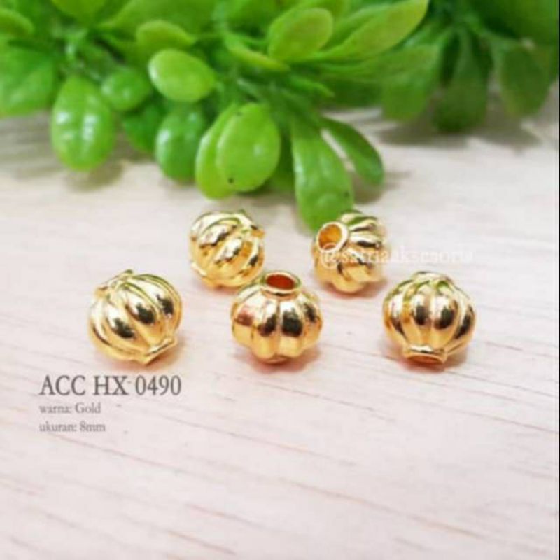 Manik-Manik Charm Bahan Gelang Alloy Bebas Nikel Warna Emas Ukuran 8mm Lubang 1mm