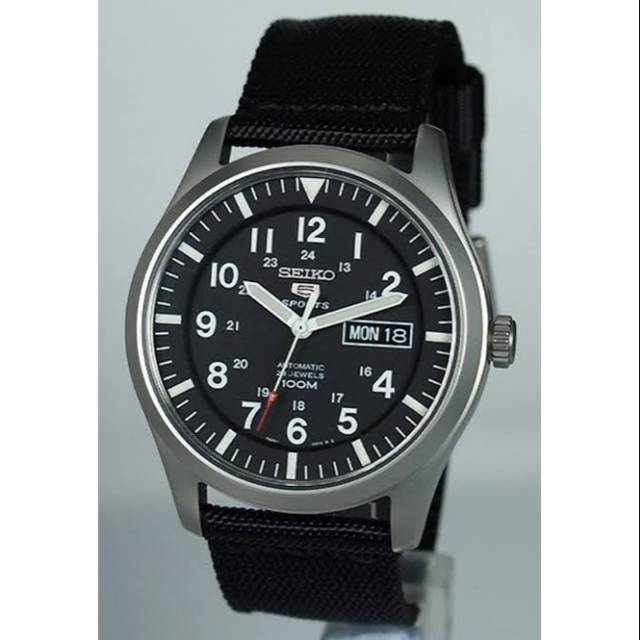 Jam Tangan Pria Seiko 5 Sports SNZG15K1 Automatic Black Dial Stainless Steel Case Nylon Strap