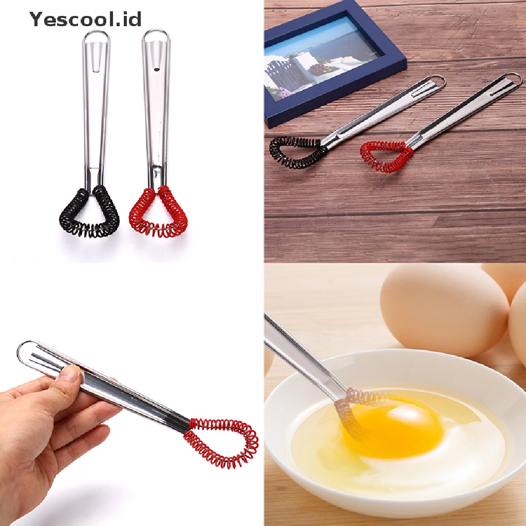 【Yescool】 Mini Egg Whisk Stainless Steel Beater Handheld Milk Frother Foamer Coffee Mixer .