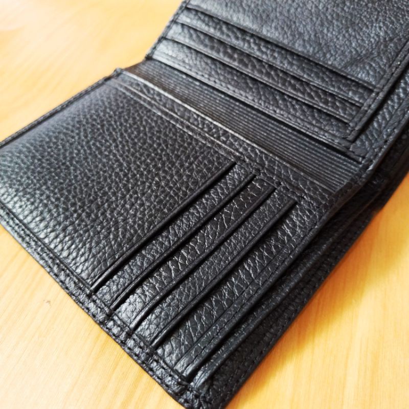 Dompet Pria Kulit Sapi Asli Lipat Diri Lipat Buku full black