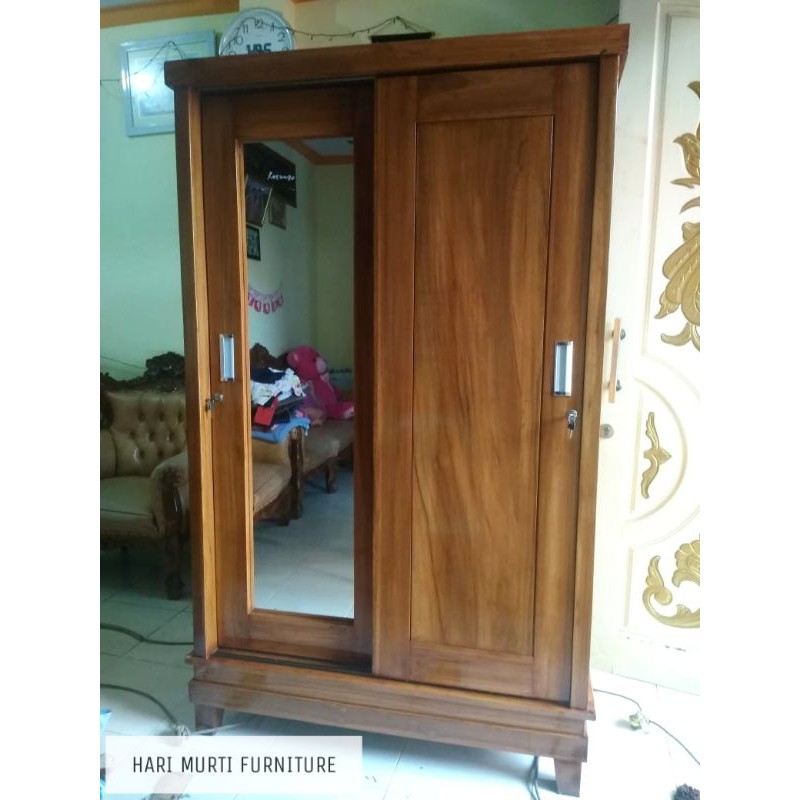 lemari jati pintu 2 sliding/geser