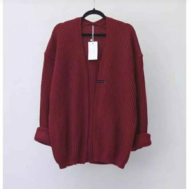 MY001-  KARDIGAN RAJUT HALUS KNIT CARDIGAN  OUTTER-Maroon
