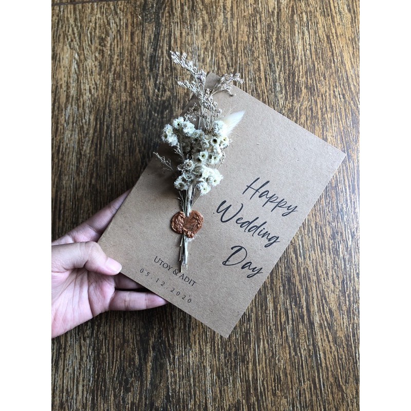 

kartu ucapan bunga kering dried flower birthday wedding gift card