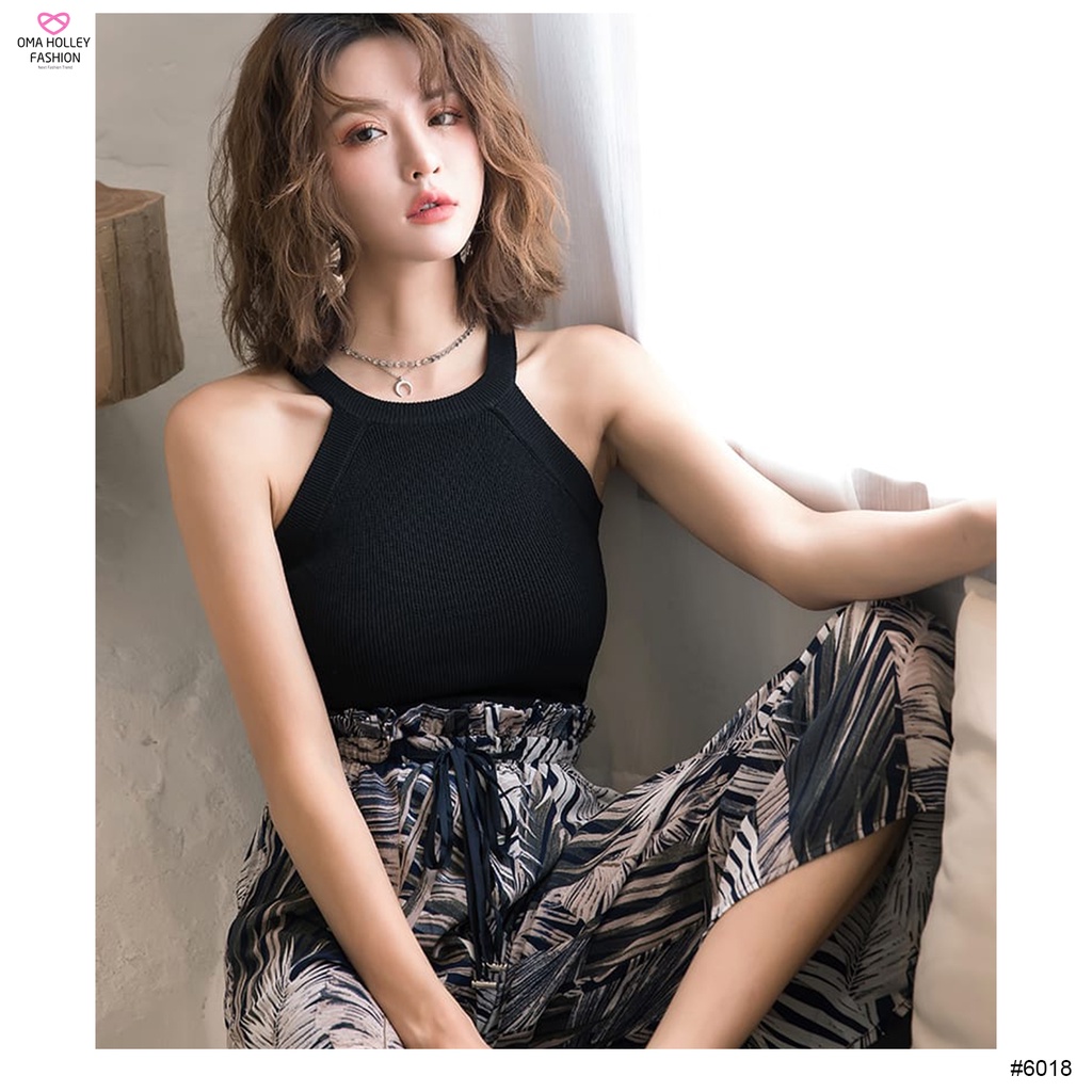 (COD) OH Fashion Ryujin Halter Crop Tank Top Wanita #6018