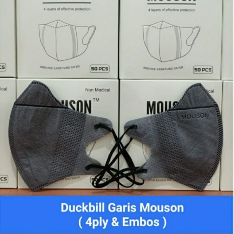 MASKER DUCKBILL 4 PLY 50 PCS MOUSON /FACE MASK -WARNA HITAM