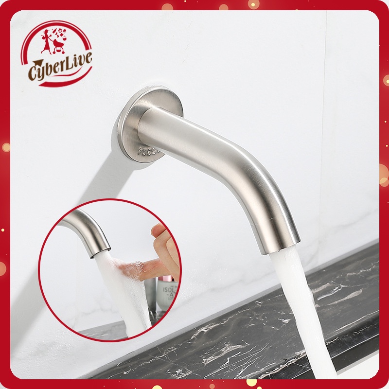 Keran Air Wudhu Unik Kran Tembok Stainless 304 Tekan On Off Uniq Touch Tap Faucet Wall Spout Shower 
