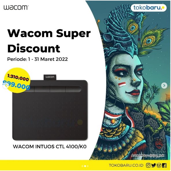 Wacom Pen Tablet Intuos CTL 4100 Small Bergaransi Resmi