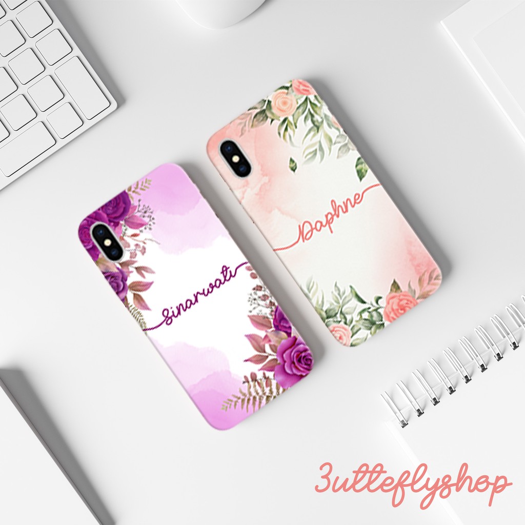 [SILIKON] FLoral Flower bunga tambah nama gratis oppo vivo realme reno redmi samsung iphone meizu