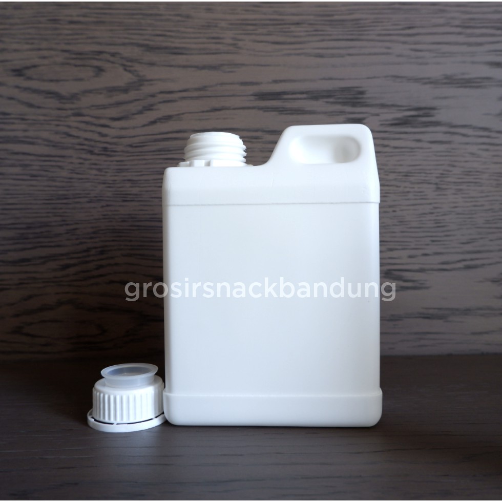 Jerigen Kotak HDPE 1000 ml + Tutup Segel / Dirigen Kotak Putih 1 Liter / Jerigen Antiseptik 1 Liter