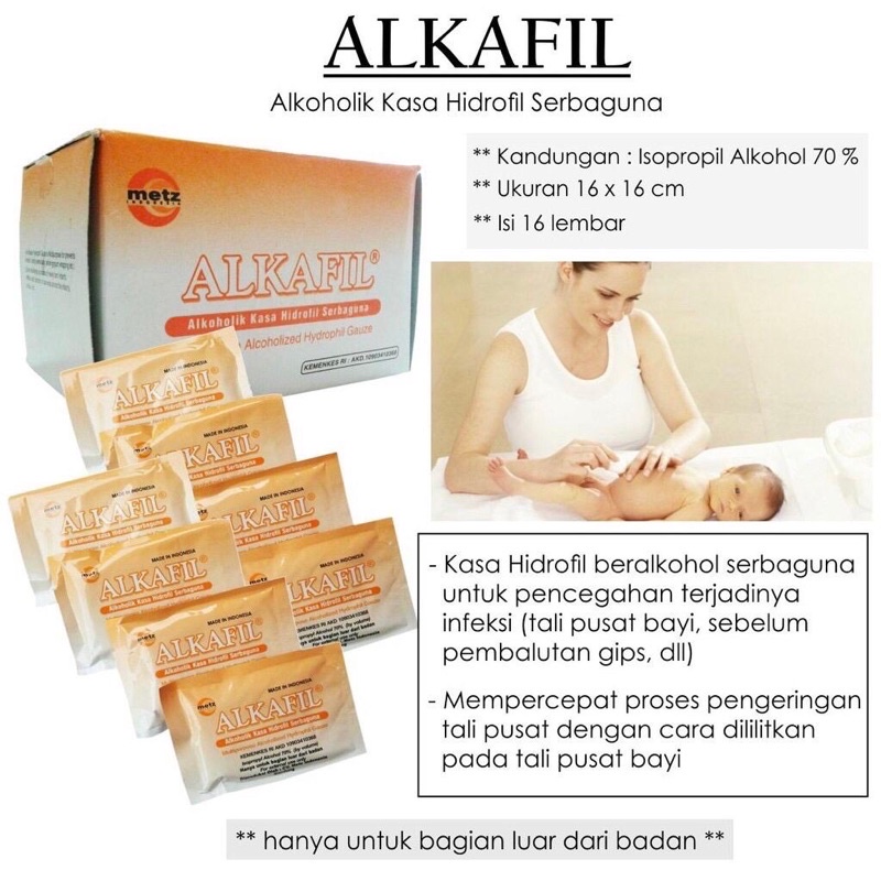 ALKAFIL alkoholik kasa hidrofil serbaguna 1 Pack isi 16