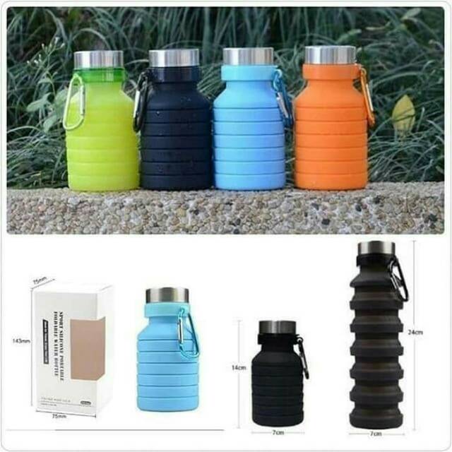 Botol Air Minum Lipat Silikon Silicon Traveling Travel Bottle Unik Kecil Besar Bagus Murah Keren