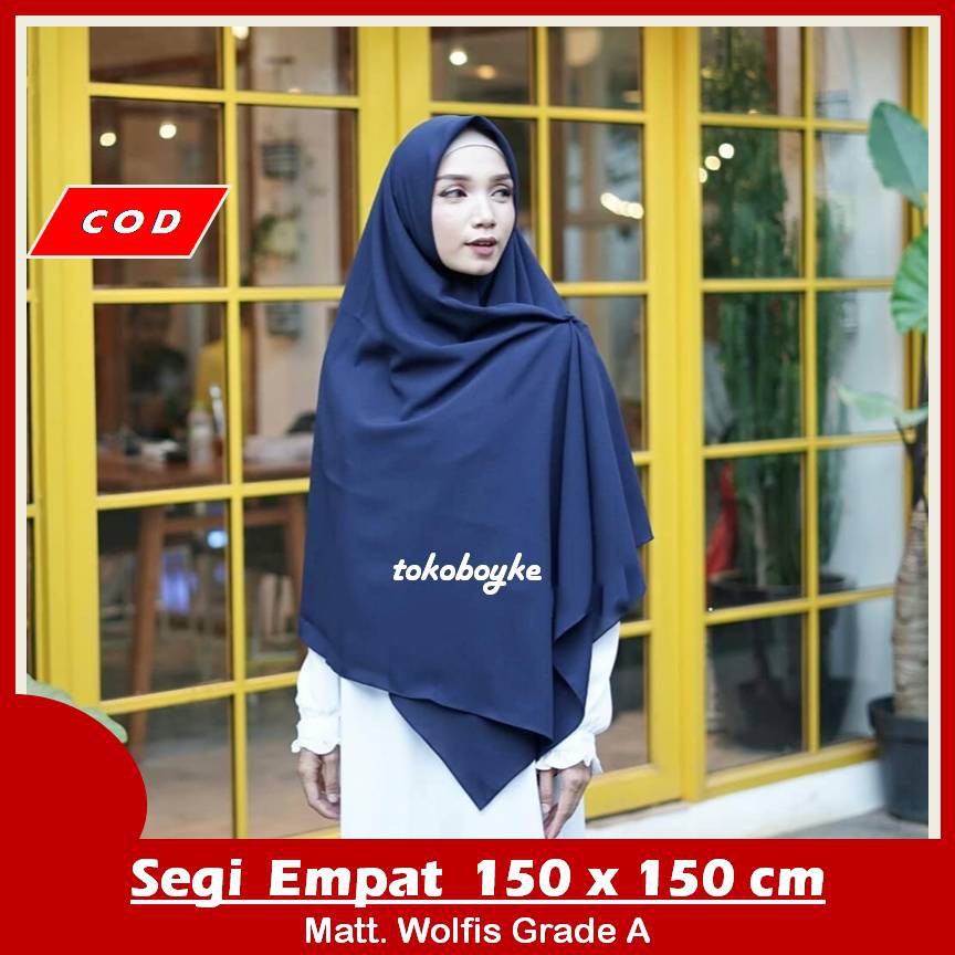 Jilbab/hijab 150X150 segiempat wolfis square wolfis khimar jumbo kerudung syari