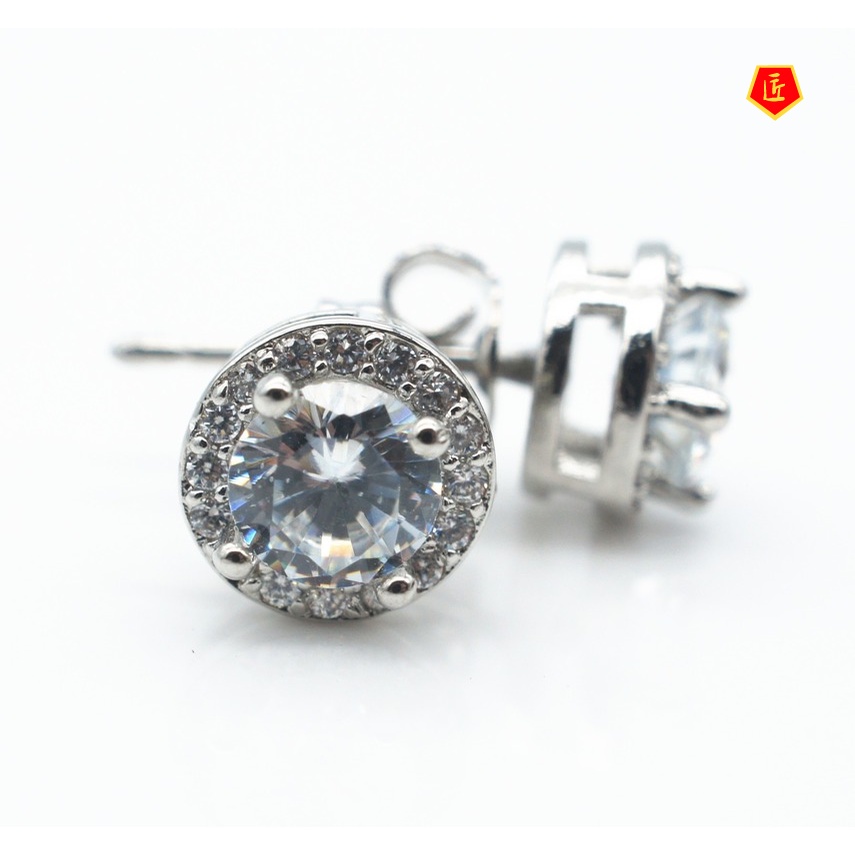 [Ready Stock]Simple Round Diamond Stud Earrings