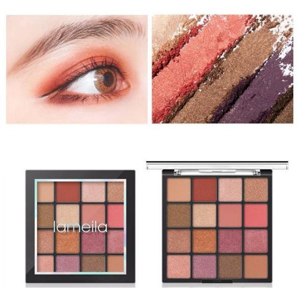 Lameila Glitter Matte Eyeshadow Palette Color Shimmer And Matte Eye Shadow petak 16 warna cjr 5015