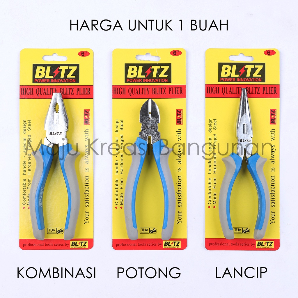 Tang Kombinasi Lancip Potong Gunting Buaya Kabel Cucut Jepit 6&quot; Inch Inci 6Inch 6Inci Blitz