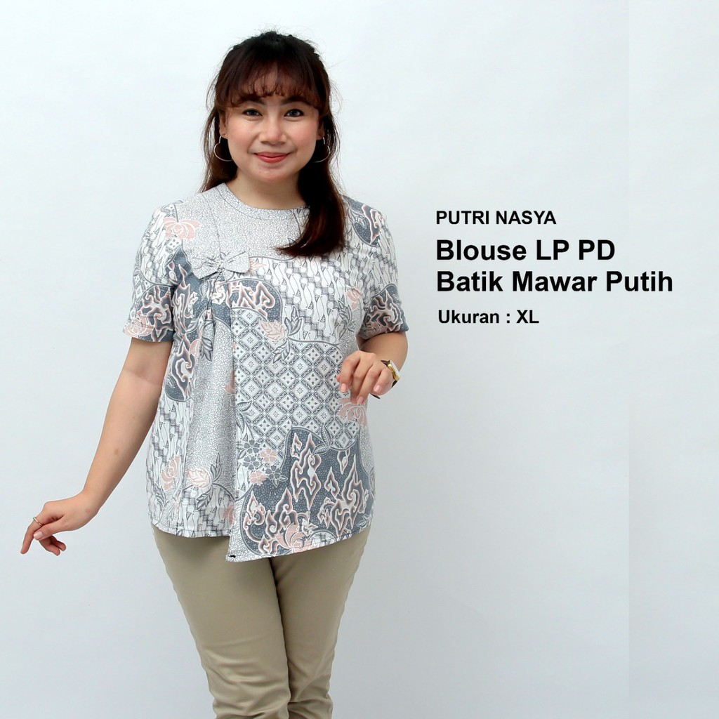 Atasan Batik Wanita Blouse Jumbo Model Bunga Bolero S-M-L-XL-XXL-3L-4L-5L Model Seragam Batik