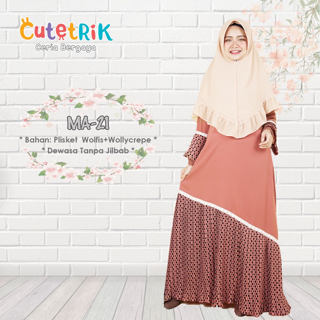 Gamis Dewasa Syari Lingkar Dada 104 Cutetrik Katun Jepang Premium Murah LD 104 Motif Bunga Simple Ba