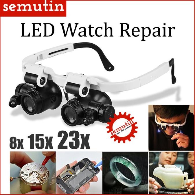 

Kaca Mata Servis Jam LED / Kacamata Pembesar / Lampu Reparasi / Eyelas