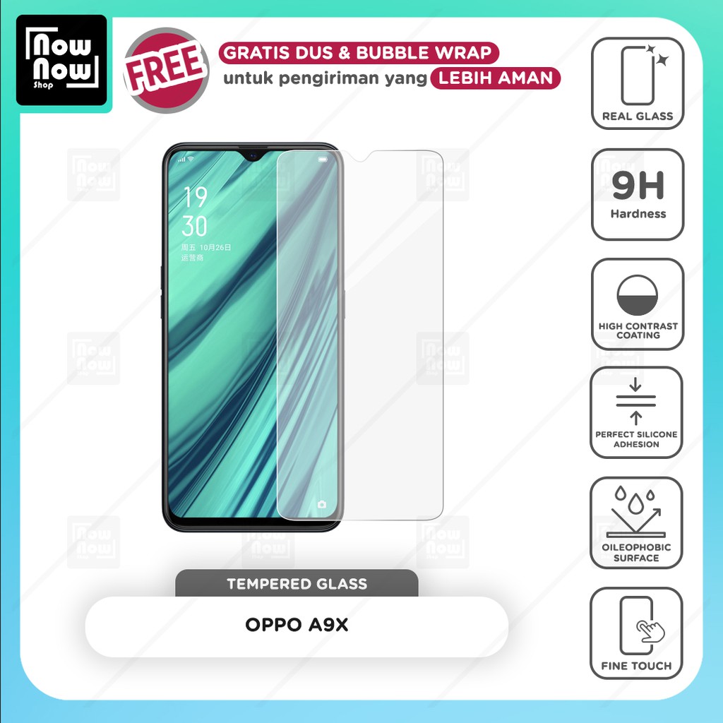 Tempered Glass Anti Gores Oppo A9X Screen Guard Protector 9H Kaca Temperglass