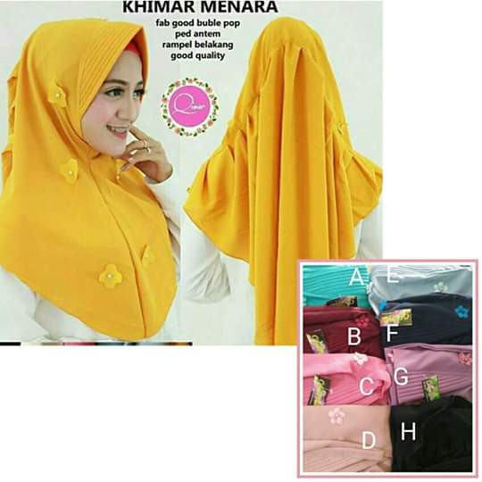 Khimar Pet Simple (Jilbab Instan / Kerudung Simple Wolfis Antem ) bahan buble crepe