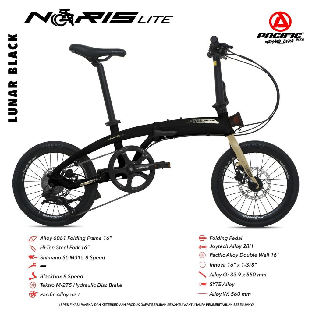 ⚡Promo 5.5 Big Sale⚡Sepeda Lipat Pacific Noris Lite 16" Frame Alloy
