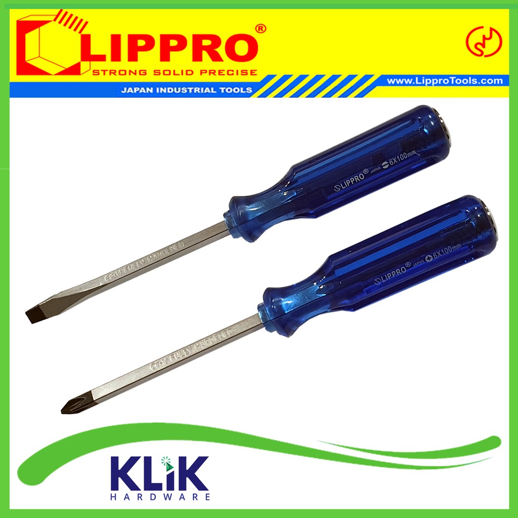 LIPPRO Obeng Ketok 4 Inch x 6 mm Pilih Plus Minus