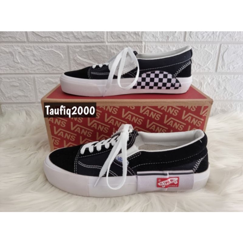 (BISA COD)SEPATU VANS SLIP ON CAP LX BLACK TRUE WHITE WAFFLE DT BNIB_VANS