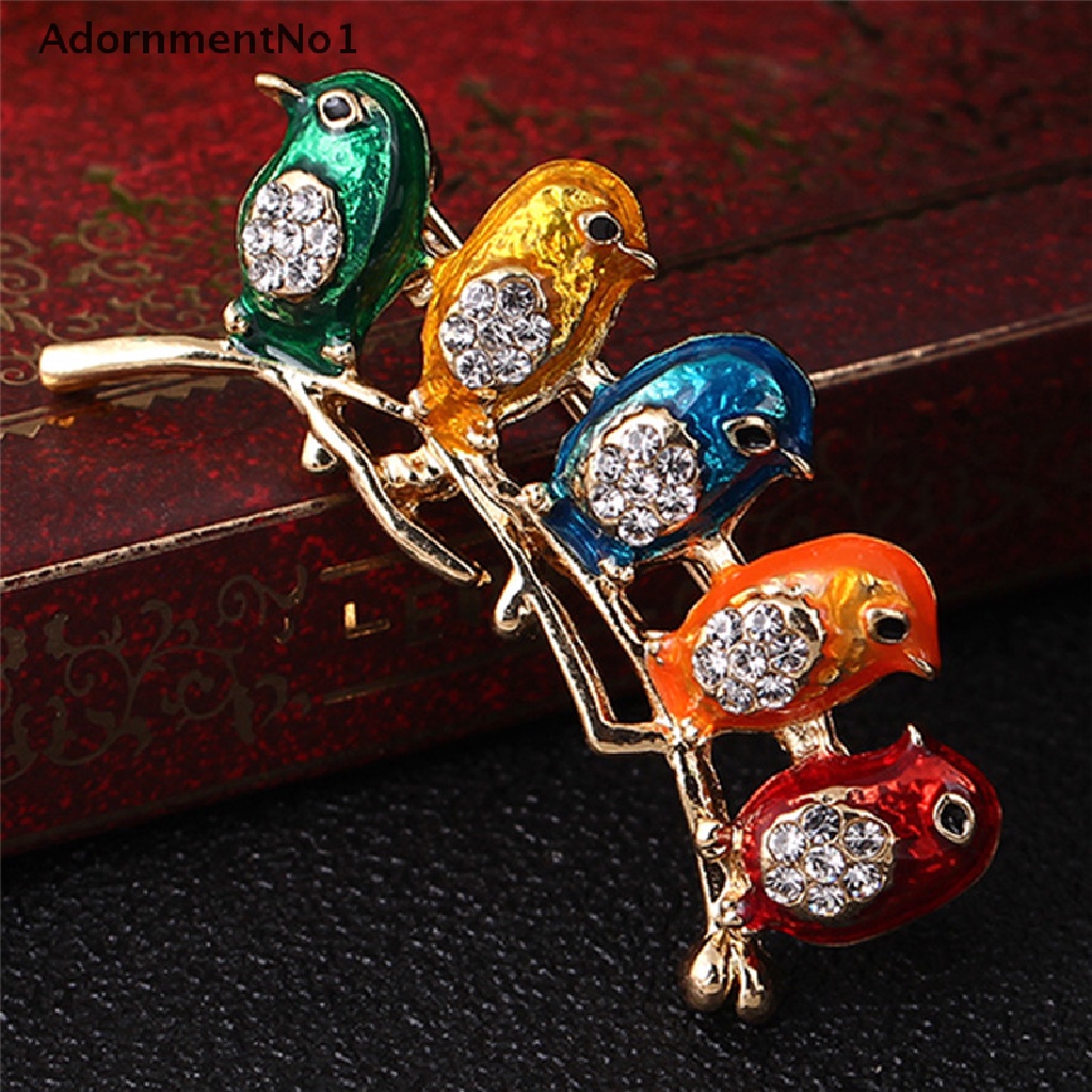 (AdornmentNo1) Bros Pin Enamel Bentuk Burung Aksen Kristal + Berlian Imitasi Untuk Wanita