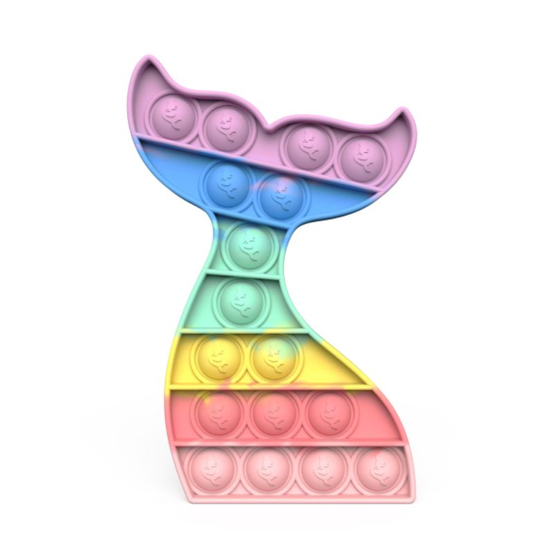 Subarashi - TEBAL Mainan Edukasi Pop IT ORI EMBOSS TEBAL/Mainan ADHD Viral Murah Rainbow-Ekor mermaid POP