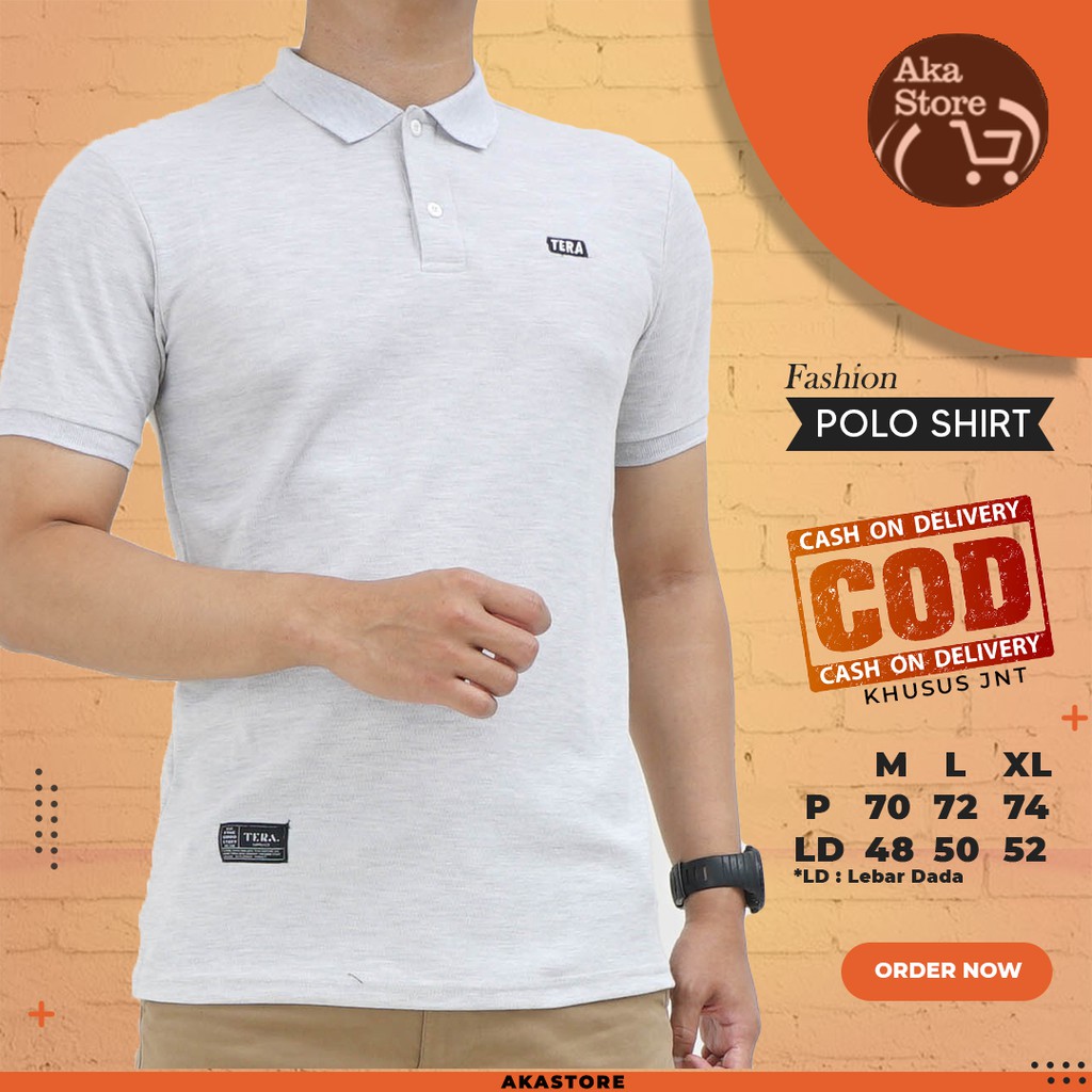 Kaos Polo / Polos / Motif / Polo Shirt / Polo Shirt Pria (S-XXL) / Tera / Putih Misty