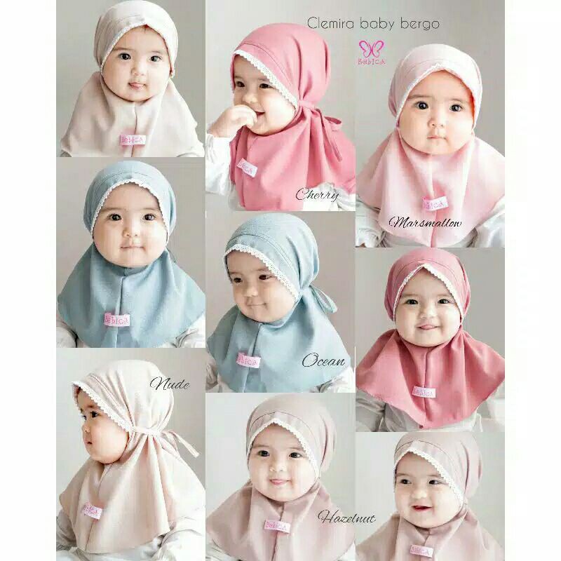 Bergo Bayi Renda kepala Anak Maryam Jilbab Kerudung/anak kids renda kepala 0-1 th