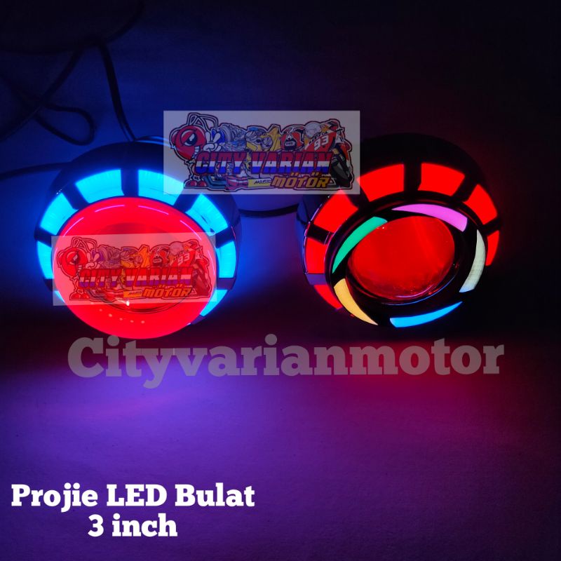 Lampu Depan Projie Besar Rainbow 3.5inc Universal Motor Mobil Vixion Nmax Aerox PCX Vario new Mio