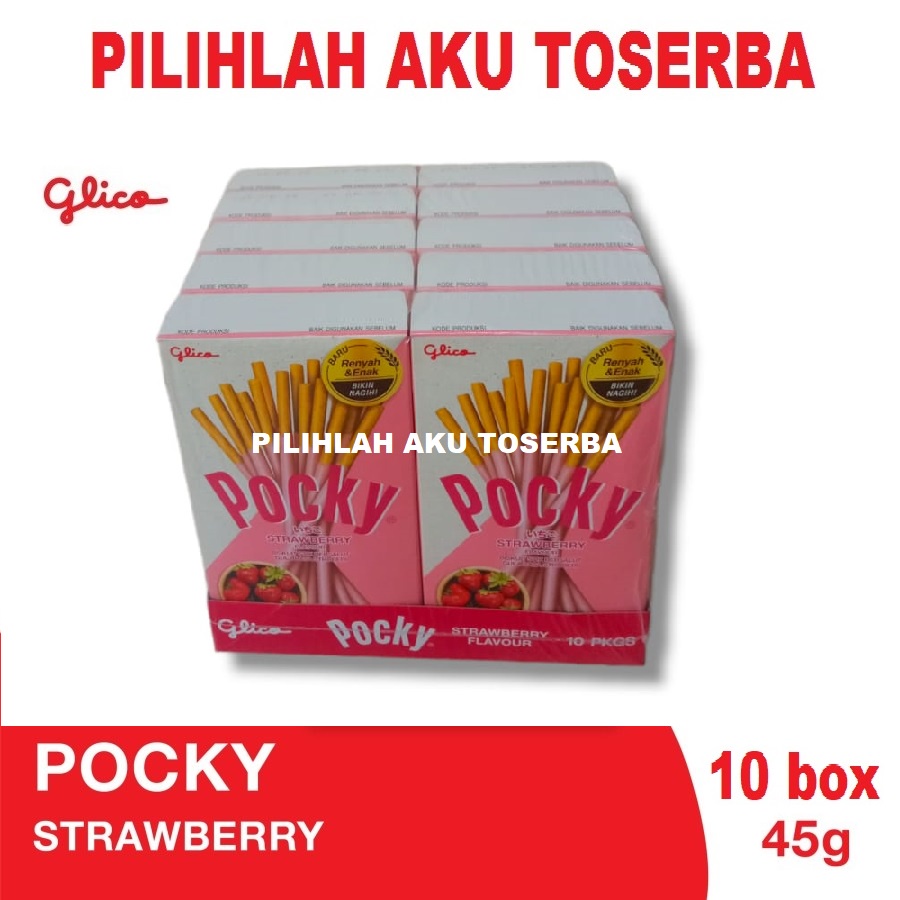 Glico Pocky REGULAR PACK STRAWBERRY / STROBERI - (HARGA PER 10 BOX)