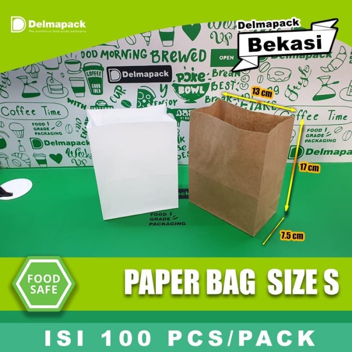

SALE PAPER BAG ( S ) - KANTONG KERTAS MAKANAN, ROTI, SNACK - FOODGRADE - Cokelat