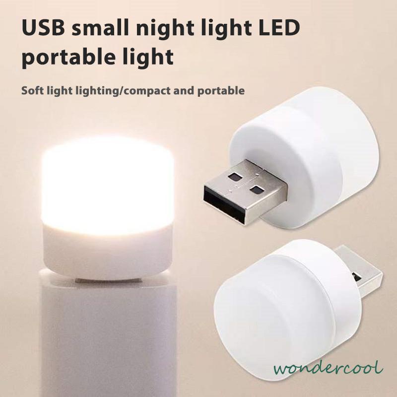 USB Plug Lamp Komputer Ponsel Lampu Pengisian Daya LED Pelindung Mata Lampu Baca Lampu Malam Bulat Kecil-Won