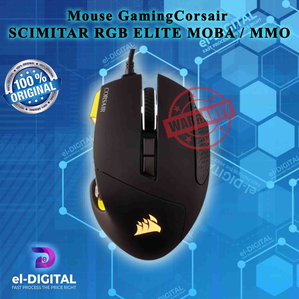 Mouse Gaming Accesories Laptop Komputer Original  CORSAIR SCIMITAR RGB ELITE MOBA/MMO Termurah
