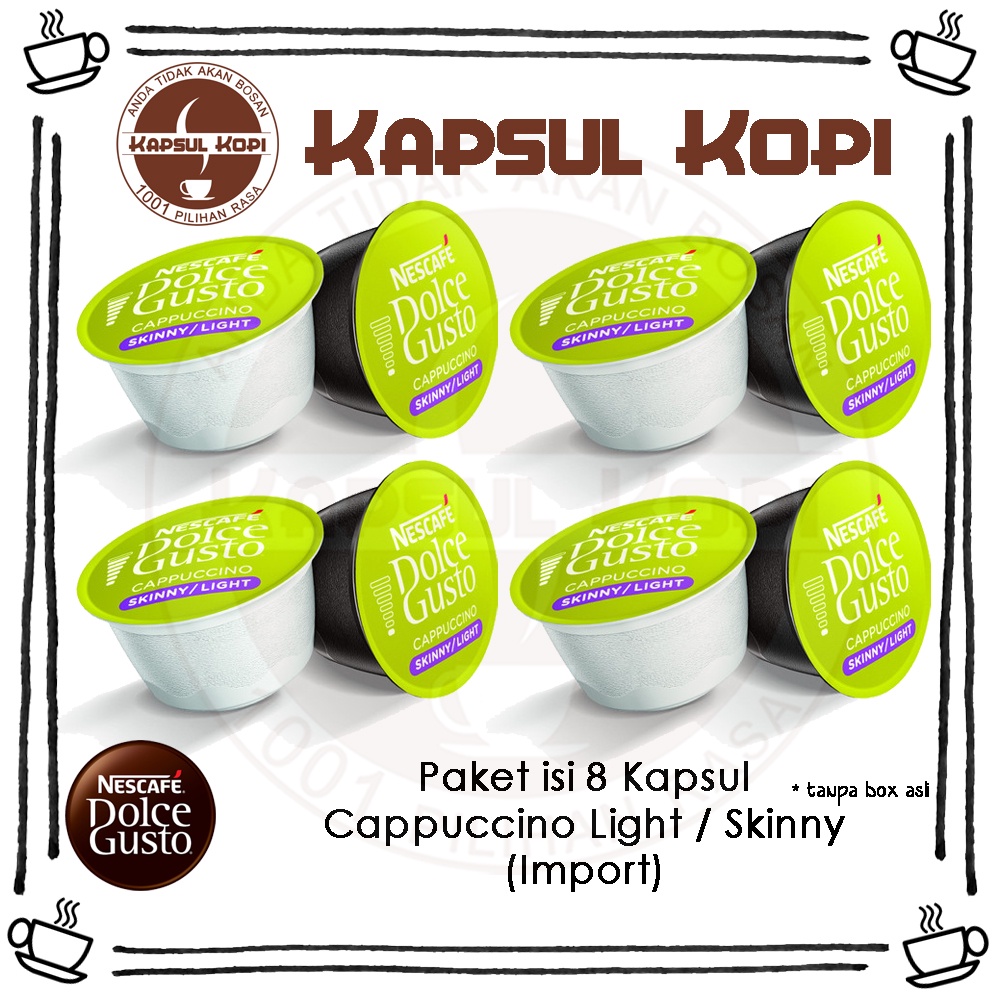 

Paket 8 KapsulKopi Light / Skinny Cappuccino Nescafe Dolce Gusto Impor Capsule