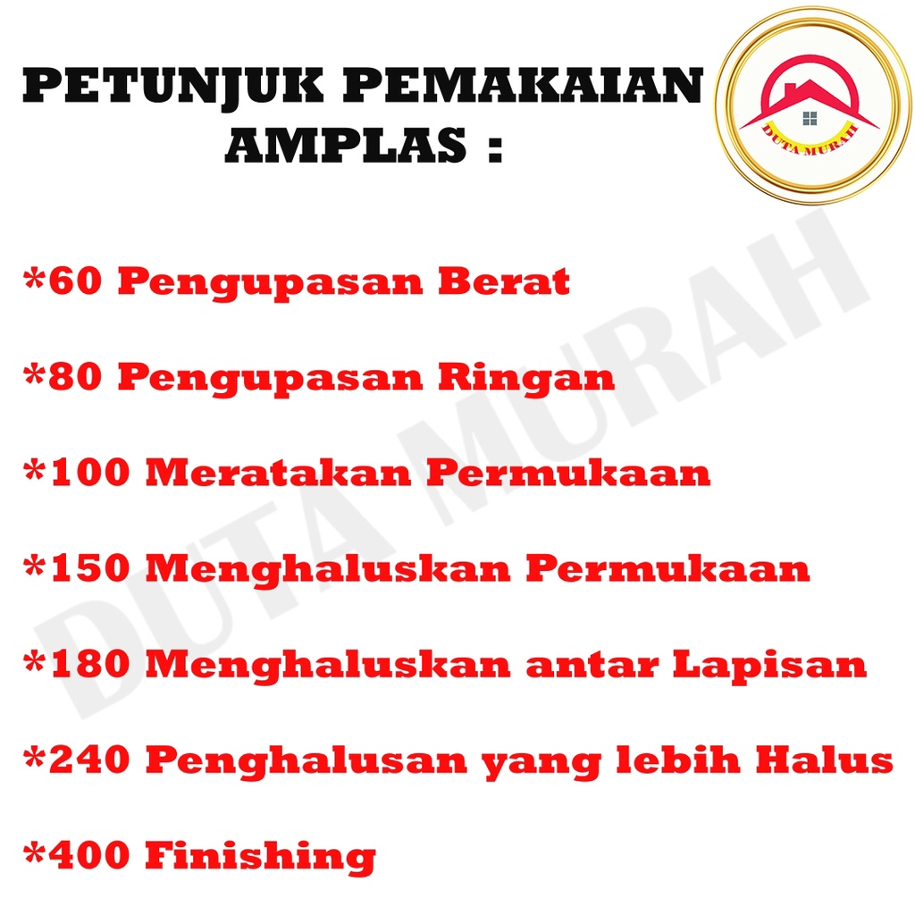 Amplas Tempel Grit Bulat Velcro 4 inch isi 1 pcs Grit 60 80 100 120 150 180 240 400