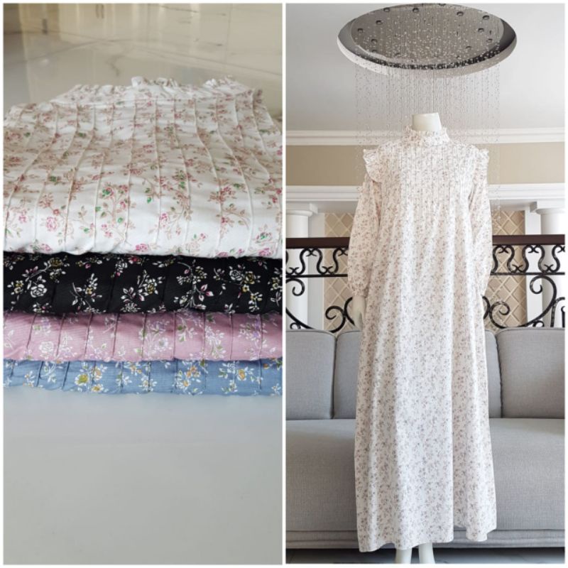 Gamis Katun Jepang Motif bunga ori By Edness Kayla