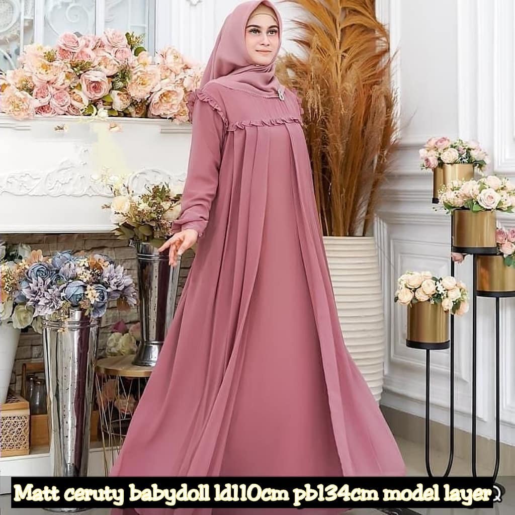 Gamis Terbaru Lebaran AYESHA DRESS Model Terbaru Dengan Kombinasi Warna Pada Bagian Baju Motif Simpe