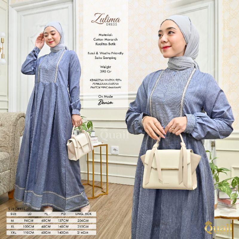 Dress Gamis Muslim Wanita Cotton Original Quail Hijab ZULIMA