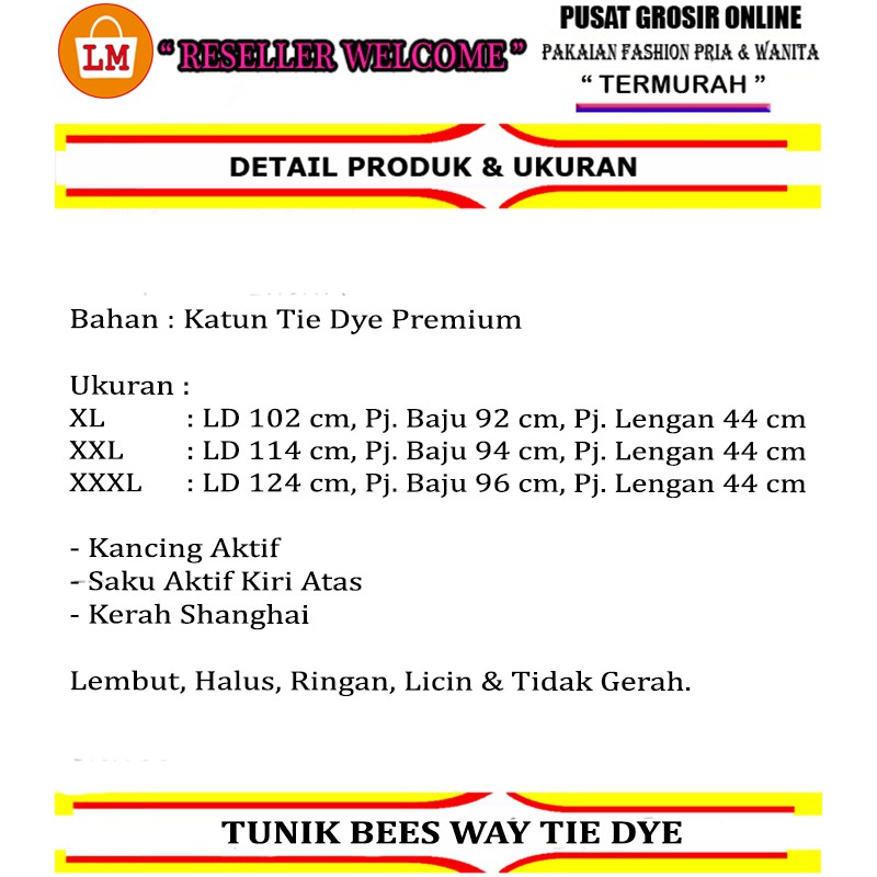 TERMURAH TERLARIS [ COD &amp; Gratis Ongkir ] Baju Atasan Blouse Wanita JUMBO TUNIK BEES WAY TIE DYE Katun Big Size Over Size TERBARU LMS 25647