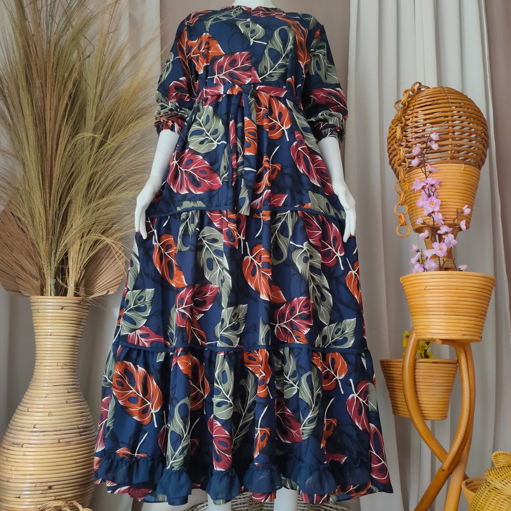 Gamis Susun Motif Jabol / Daun Monstera
