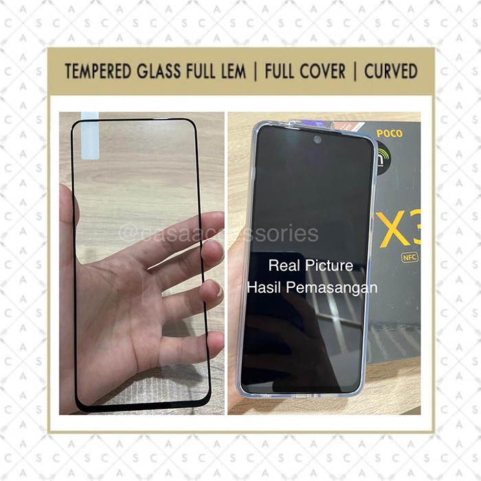 CASA Tempered Glass for Xiaomi Pocophone X3 NFC - Full Cover / Screen Protector Xiaomi